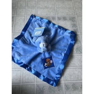 Small Wonders Blue Bear Sports/Balls Security Blanket/Lovey Satin Edged
